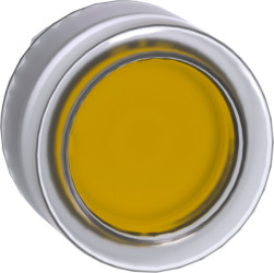Pushbutton, for universal LED, illuminable, groping, waistband round, yellow, front ring metal, mounting Ø 22 mm, ZB4BW583