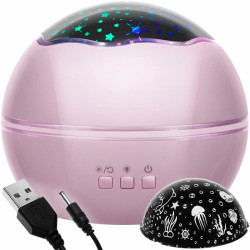 Lampka nocna z projektorem IZOXIS, Różowa LP16859