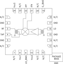 BiCMOS MMIC Mixer w/Integrated LO Amplifier, 2.0 - 2.7 GHz