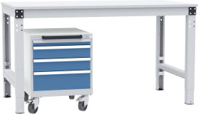 Manuflex SP1193.5007 Szafka szufladowa BASETEC przenośna, wysokość użytkowa 400 mm z 4 szufladami, w kolorze brillantnie