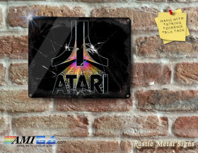 80's Looking Atari Logo with Broken Glass Effect - Metal Sign