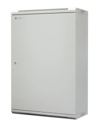 Szafa wisząca niedzielona 19cali 18U, drzwi całe z blachy, zamek, 600×300×910 szer./gł./wys. mm RAL: 7044, EM/AP6318-B