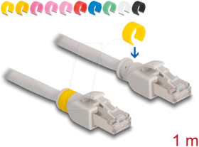 80118 Network cable RJ45 Cat.6A S/FTP with colored clips 1 m