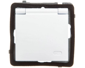 AS Gniazdo bryzgoszczelne z/u Schuko IP44 klapka biała GPH-1GS/m/00/w