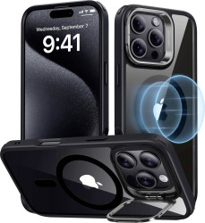 ESR Classic Hybrid HaloLock Case + Stash Stand Futerał backcase Apple iPhone 16 Pro przeźroczysty, czarny Kompatybilny z