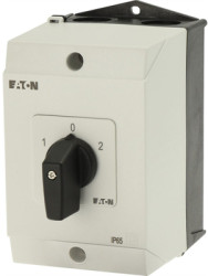 Changeover switch, rotary actuator, 3 pole, 20 A, (W x H x D) 80 x 122 x 137 mm, surface mounting, 207123