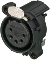 XLR panel socket, 5 pole, gold-plated, plastic, NC5FAH