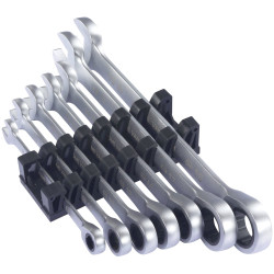 Toolcraft TO-9626412 Ratcheting Spanner Set 7-Piece 8-19mm Wall Mount