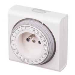 Programator czasowy mechaniczny, dzienny 24h 15‑minutowy, kompaktowy, biały 67648