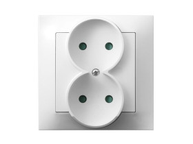 IMPRESJA Gniazdo podwójne bez uziemienia z przesłonami torów prądowych kompletne z ramką biały GP-2YP/00 OSPEL