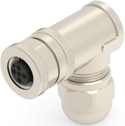 Circular connector, 3 pole, screw connection, screw locking, angled, T4112012031-000