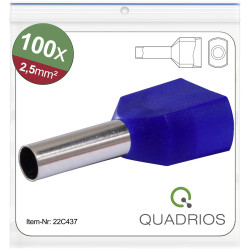 Quadrios 22C437 Twin Ferrule Wire End Sleeves Blue 2.5 mm&#xB2; Insulated Set