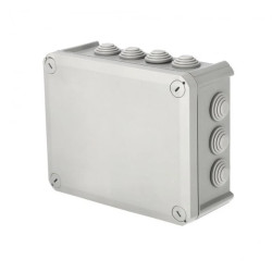 Puszka hermetyczna natynkowa z dławikami 190x150x75mm bezhalogenowa, odporna na UV, dekiel przykręcany IP66 szary