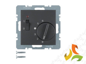 BERKER B.KWADRAT Regulator temperatury pomieszczenia z zestykiem zwiernym i wyłącznikiem antracyt mat 20301606 HAGER