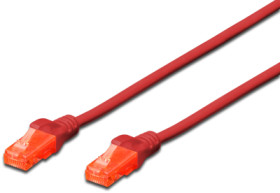 Patch cable, RJ45 plug, straight to RJ45 plug, straight, Cat 6, U/UTP, PVC, 1 m, red, DK-1612-010/R