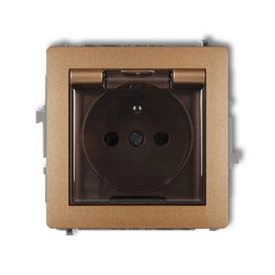 DECO Gniazdo bryzgoszczelne z/u (klapka dymna) złoty metalik 8DGPB-1zdp