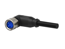 Sensor actuator cable, M8-cable socket, angled to open end, 3 pole, 5 m, PUR, black, 4 A, 2273009-3