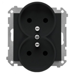 Gniazdo zasilające podwójne SIMON 55 czarne matowe 2x [2P+Z] 16A z przesłonami Kontakt Simon TGZ2MCZ.01/149