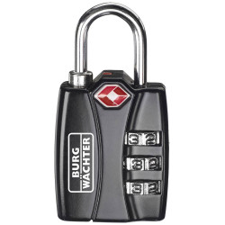 Burg W&#xE4;chter 32991 TSA Padlock 30.80mm Black 3-Dial Combination Travel Safe