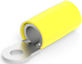 Insulated ring cable lug, 16.8-26.7 mm², AWG 4, 5 mm, yellow, 1-331456-0