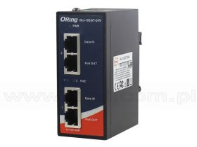 INJ-102GT-24V, Injector przemysłowy PoE, DIN, 2x10/1000 RJ-45 PoE + 2x10/1000 RJ-45, zasilanie 24V