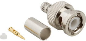 BNC plug 50 Ω, RG-59, RG-62, Belden 8221, Belden 9228, crimp connection, straight, 031-321-RFX
