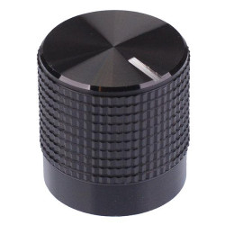 Black Anodised Shell White Pointer 6mm Splined Knob KM15B