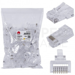 Wtyk modularny RJ45 8P8C kat.6 nieekranowany UTP uniwersalny drut linka przelotowy NEKU opakowanie WORECZEK 100szt.