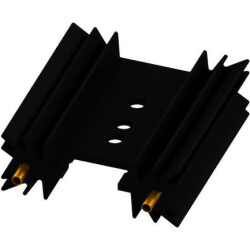 Extruded heatsink, (L x W x H) 38.1 x 34.9 x 12.7 mm, 11 K/W, black anodized, SK 104 38,1 STS