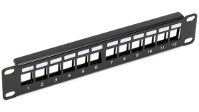 Patch Panel Pusty Rack 10 1U Na 12 Modułów Keystone Czarny