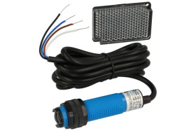 Czujnik; fotoelektryczny; G18-3B2NC; NPN; NO/NC; refleksyjny (z lustrem); 2m; 10÷30V; DC; 200mA; cylindryczny plastikowy; fi 18m