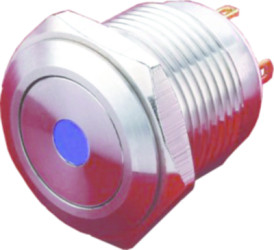 Vandal-proof pushbutton, 1 pole, silver, illuminated  (silver), 2 A/36 V, mounting Ø 16 mm, IP65, PAV16NPFS1C6N
