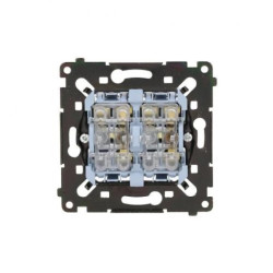 Simon 55 Łącznik schodowy podwójny z podświetleniem (2 niezależne) (mechanizm) 10AX, 250V~, szybkozłącza , czarna rama SW6/2L2MR