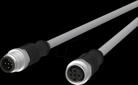 142MJA12010 Sensor cables, M12, 5-pin, plug > coupling, 1 m