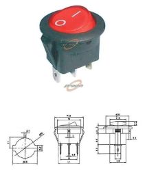 PRZEŁĄCZNIK KOŁYSKOWY 2POZYCJE 3PINY 16A/12V CZERW.PODŚW.MKO