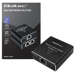 Qoltec Rozdzielacz Splitter mini SWITCH 1x2 port RJ45 1000Mbps USB-C Aluminium