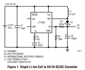 Single Cell High Current Micropower 600kHz Boost DC/DC Converter