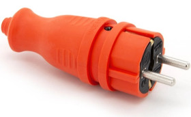 Wtyczka gumowa hermetyczna 230V IP 44 16A schuko, kolor pomarańczowy, TWGP-SCH