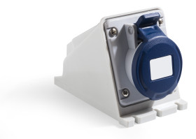 Złącze przemysłowe - zasilające 16A Gniazdo 200 → 250 V. 2P + E RS PRO Niebieski Montaż ścienny IP44