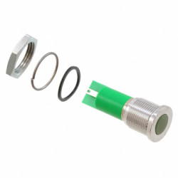 Signal light, 24 V (DC), green, 5 mcd, Mounting Ø 16 mm, pitch 1.25 mm, LED number: 1, Q16F1CXXG24E