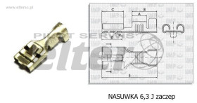 Konektor nasuwka 6,3mm J2,5 zaczep