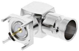 Złącze koncentryczne Montaż na płytce drukowanej Żeński 75Ω typ złącza Złącze BNC 0 to 1GHz Przepust