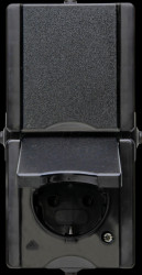947506003 proAQA earthed contact outlet, 2-fold, pre-wired, black