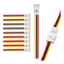 Wtyk Micro JST Z Przewodem 100mm 3 PIN Raster 1.25 MCX Męski Male x10 szt