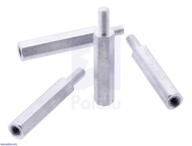 Pololu Aluminum Standoff for Raspberry Pi: 18.6mm Length, 6mm M2.5 Thread, M-F (4-Pack)