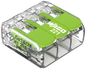 WAGO 221-423 Złącze zaciskowe 221, PIN: 3, 450 V, 32 A, 50 szt.