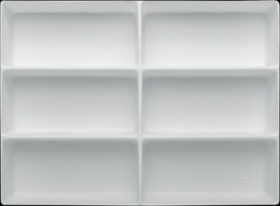 Thermoformed insert, with 6 compartments, white, (L x W x D) 340 x 250 x 53 mm, TE 6-60
