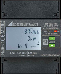 U2389-V011 Energy meter, MID, kWh, 4 phases, 1(6)A, S0