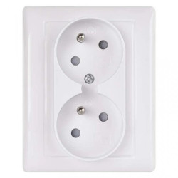 Gniazdo podwójne FRENCH IP20 błyszczące białe EMOS A6001.1