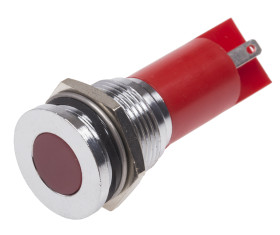 Lampka kontrolna do montażu panelowego 12V ac/dc, czerwona 16mm LED Chrom Końcówka lutownicza RS PRO